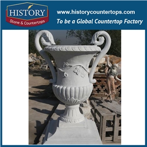 Beautiful Decorative Multicolor Marble Natural Stone Round Carving Garden, Park Landscaping Flowerpots Planter with Factory Price