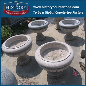 Beautiful Hand Carved Natural Designs Grey Granite Stone Landscaping Pictures Planters Boxes and Pots, Garden Flowerpots Vases Stands