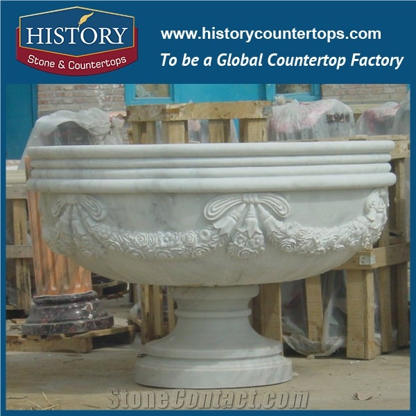 Beautiful Hand Carved Natural Designs Grey Granite Stone Landscaping Pictures Planters Boxes and Pots, Garden Flowerpots Vases Stands