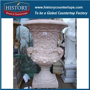 Brown Marble Natural Stone Round Shaped Garden Landscaping Planters Stands, Good Quality for Sale Unique Square Flower Pots Base