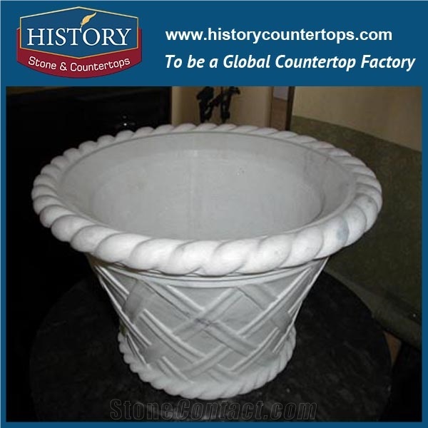 Brown Marble Natural Stone Round Shaped Garden Landscaping Planters Stands, Good Quality for Sale Unique Square Flower Pots Base