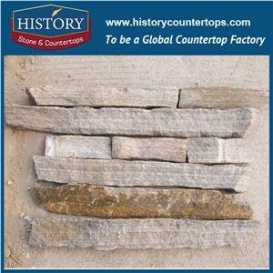 Brown Slate Random Flagstone Wall, Irregular Flagstone Courtyard Wall Cladding, Garden Decoration