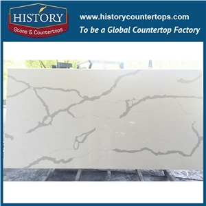 Calacatta Gold Engineering Cut-To-Size with Slippy and Smoothed Texture Marble Tile and Slab Quartz Stone for Flooring and Walling
