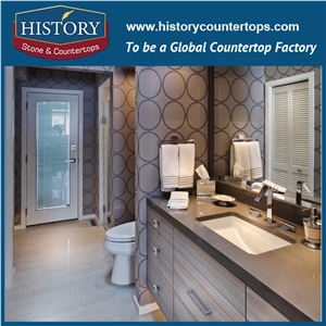 California Gray with Rich and Smooth Texture Pure Color Quartz Stone for Bathroom Countertops or Vanity Tops