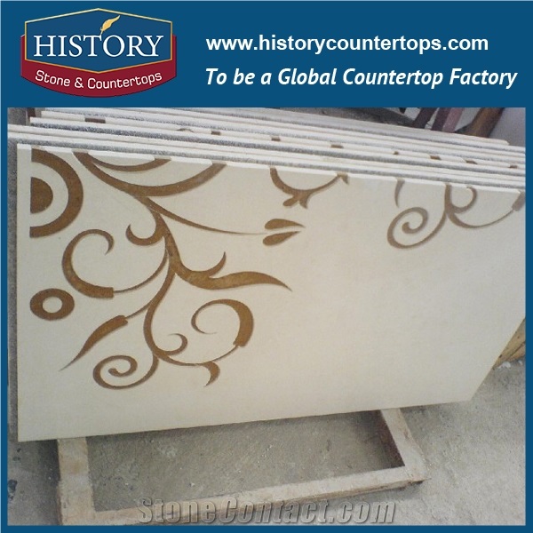 Carrara White, Nero Marguina, Golden Butterfly Marble Designs Water Jet Cutting Stone Mosaic Tiles, Rectangular Hotel, Mall, Passage Paving Medallions
