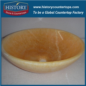 China Basins Yellow Honey Onyx Stone Round Sinks, Wholesale Sinks, Distributed Basins, Factory Nature Stone Sinks, Nature Cheap Wash Basins
