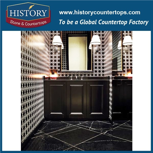 China Building Factory Wholesale China Nero Margiua Marble Cheap Polished Pre Cut Installing Solid Color Countertops & Worktops for Discount