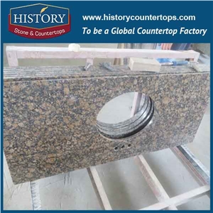 China Building Hgj019 Baltic Brown Factory Supply Eased Edge Excellent Laminate No Seams Fancy Table Bases for Granite Vanity Tops & Countertops
