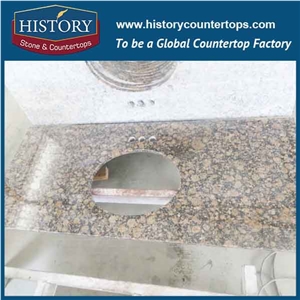 China Building Hgj020 Giallo Fiorito Factory Supply Beveled Edge Top Polished Prefab Size Bathroom Usage Countertops & Vanity Top with Wholesale Price