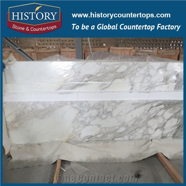 China Building Stone Calacatta White Marble Flat Edge Eased Factory Supply Prefab Laminated Modular for Hotel Custom Countertop, Worktops