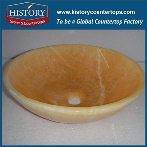 China Cheap Yellow Honey Onyx Stone Round Wash Basin/Bowl Sinks for Bathroom, Hotel Toilet Project Use, Natural Building Stone Decoration Vessel Sinks