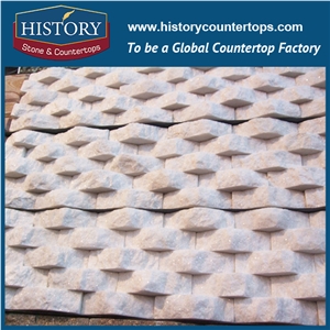 China Customized Natural Quartzite Light Pink Tiles, Quartzite Wall Panel and Flooring Covering Mushroomed Stone