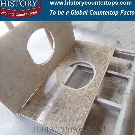 China Hgj041 Santa Cecilia Natural Stone Flat Eased Polished Surface Premade Ornamental Granite Table Bases for Countertops Bathroom Vanity Top
