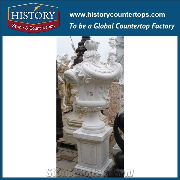 China Liuzhou White Sandstone Garden Gate Large Size Carving Flowerpots, Manufacturer Factory Park Stone Flower Planters for Sale