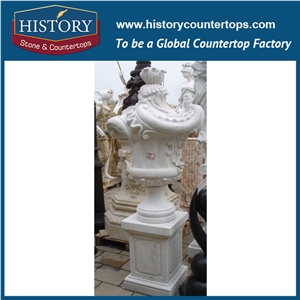 China Liuzhou White Sandstone Garden Gate Large Size Carving Flowerpots, Manufacturer Factory Park Stone Flower Planters for Sale