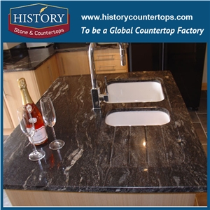 China Manufacture Hgj021 Galaxy Black Single Ogee Edge High Density Custom Made Housing Solid Surface Granite Countertops & Vanity Top on Sale