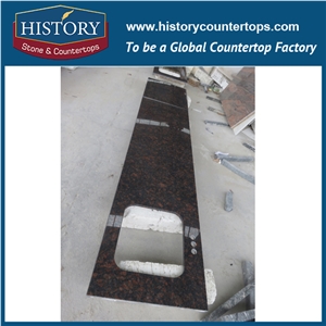 China Manufacturer Wholesale Tan Red Brown Granite Hand Cutting Polished Finish Solid Surface for Kitchen Countertops & Island Tops