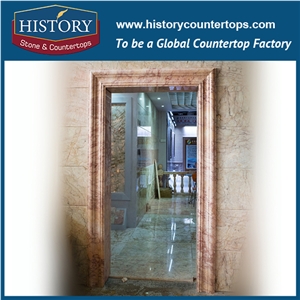 China Pink Marble Stone European Style High Carving Interior Door Surrounds, Best Hotel Gates Commercial Door Frames