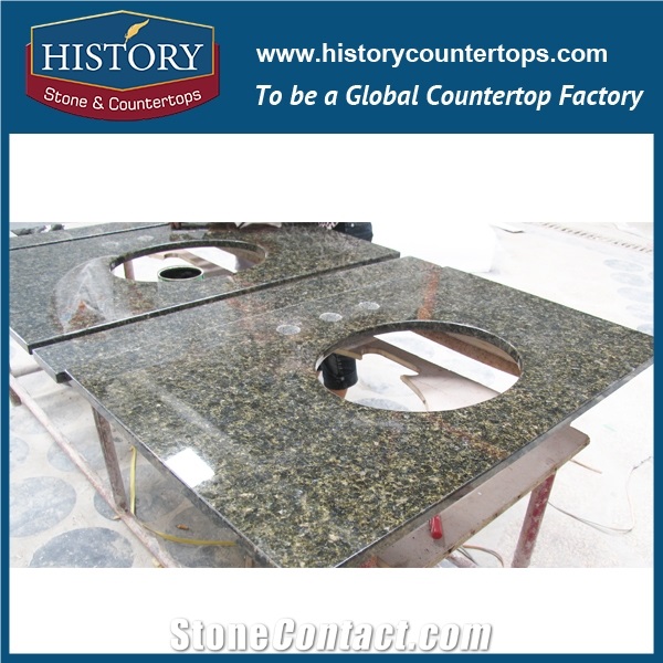 Chinese Hgj042 Verde Ubatuba Factory Sale Single Ogee Edge Colors Custom Made Prefabricated Granite Bathroom Design for Countertops & Vanity Top