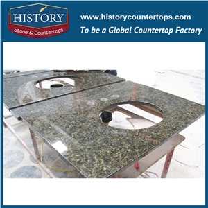 Chinese Hgj042 Verde Ubatuba Factory Sale Single Ogee Edge Colors Custom Made Prefabricated Granite Bathroom Design for Countertops & Vanity Top