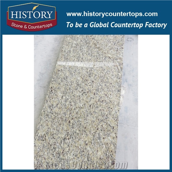 Chinse Hgj065 Giallo Ornamental Standard Size Full Bullnose High Polishing Pre Cut Customized Stone Countertops & Vanity Top for Indoor Construction