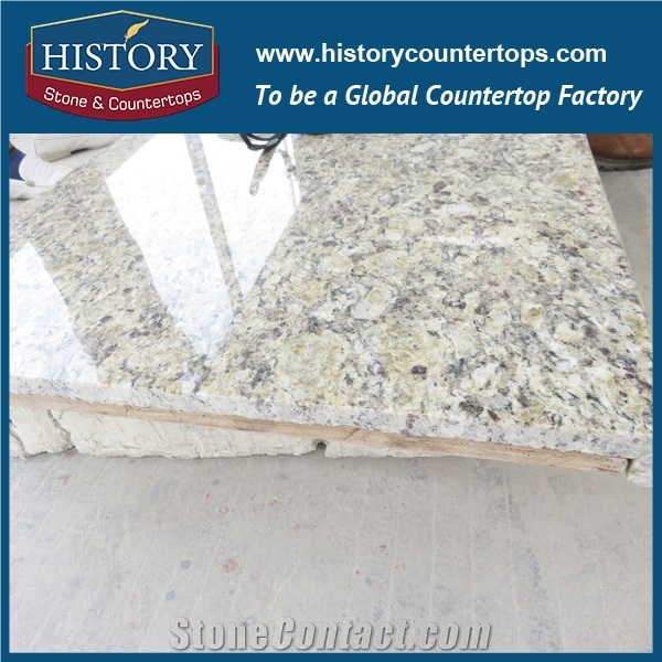 Chinse Hgj065 Giallo Ornamental Standard Size Full Bullnose High Polishing Pre Cut Customized Stone Countertops & Vanity Top for Indoor Construction