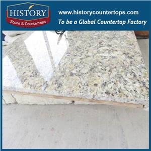 Chinse Hgj065 Giallo Ornamental Standard Size Full Bullnose High Polishing Pre Cut Customized Stone Countertops & Vanity Top for Indoor Construction