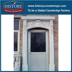Classical Decorative Pure White Marble Natural Stone Designs Main Door Frames, Arches with Statue for Home Front Gates