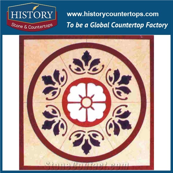 Cream Marfil, China Rojo Alicante, White and Blue Natural Marble Best Artistic Mosaic Tiles for Sale Square Florence Floor Covering Medallions
