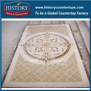 Cream Marfil, Cream Bello, Light Emperador Natural Marble Best Artistic Mosaic Tiles for Sale Rectangular Florence Floor Covering Cheap Medallions