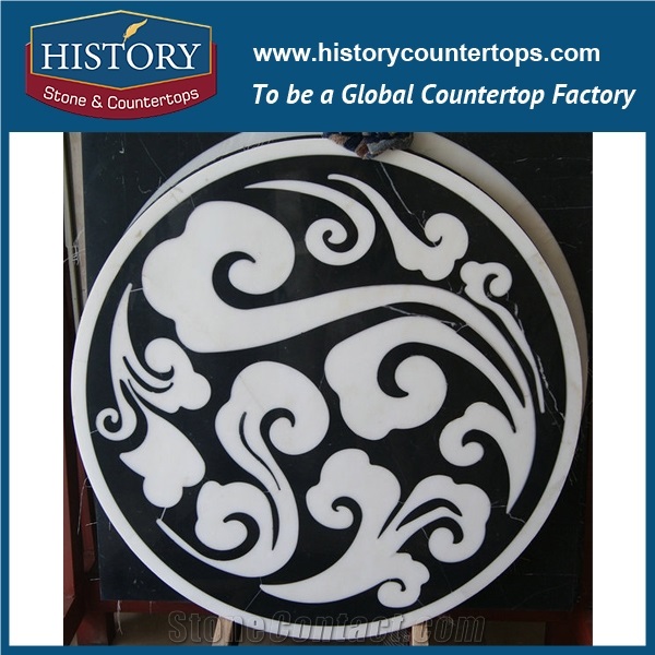 Dark and Light Emperador, Spain Cream Marfil Marble Stone Machine Water Jet Cutting Premium Mosaic Decorative Tiles Round Spear Medallions