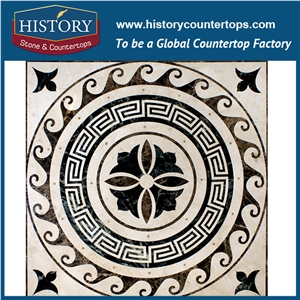 Dark and Light Emperador, White Jade Marble Cnc Water Jet Sicis Mosaic Tiles Square Clover Designs Floor Paving Natural Stone Medallions