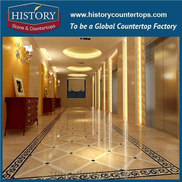 Dark Emperador, Cream Marfil Beige Marble Water Jet Cut Floor Covering Mosaic Creative Edge Tiles Rectangular Diamond Pictures Florence Medallions