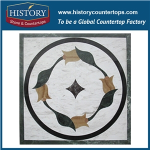 Dark Emperador, Cream Marfil, Nero Marguina Marble Designs Cnc Water Jet Cutting Mosaic Tiles Square Florence Floor Paving Medallions