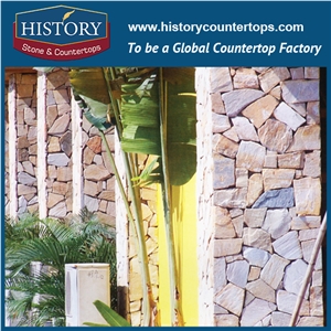 Different Color Random Flagstone with Mesh Backing, Wall Cladding Slate Stone, Decorative Column Cladding, Park Road Pavers