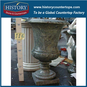 Different Shape Verde Alpi Green Marble Garden Natural Stone Exterior Landscaping Flower Pots Base, Planter Stand, Decorated Outdoor Pots