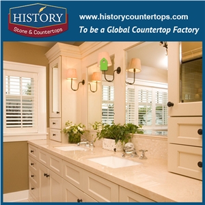 Egypt Natural Stone Galala Beige Marble Polishing Kitchen Countertops with Customized Edges, Island Tops, Bar Tops for Sale