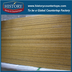 Engineer Imitation Crystal Tile and Slab Quartz Stone in Maize Yellow with Polished and Smoothed Surface for Walling or Flooring and Sheeting
