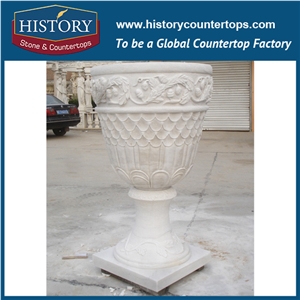 Exterior Flower Pots, Ornamental Garden Vases ,White Marble Round Big Size Landscaping Flowerpot Planters Display Stands in Hot Sale Exterior Flower Pots, Ornamental Garden Vases ,White Marble Round Big Size Landscaping Flowerpot Planters Display Stands in Hot Sale