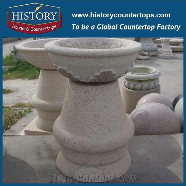 Exterior Flower Pots, Ornamental Garden Vases ,White Marble Round Big Size Landscaping Flowerpot Planters Display Stands in Hot Sale