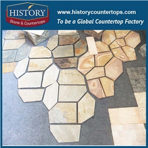 Factory Wholesale Random Rustic Color Slate Flagstone for Flooring Patio, Irregular Road Paving Flagstone Mats