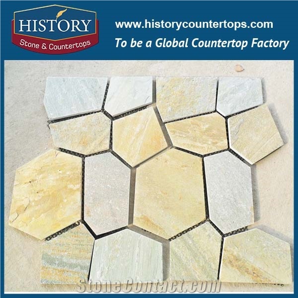 Factory Wholesale Random Rustic Color Slate Flagstone for Flooring Patio, Irregular Road Paving Flagstone Mats