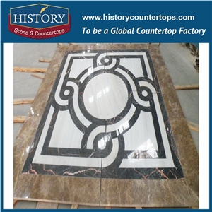 Gold Brown, White Jade, Light Emperador Natural Marble Stone Best Artistic Mosaic Tiles for Sale Rectangular Florence Floor Covering Medallions