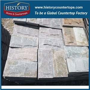 Green and Yellow Rustic Natural Mushroom Slate Stone for Villa, Garden Walling Decorations in China