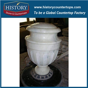 Green Color Marble Stone European Style Planters Pots Stands with Carving Flowers, Charming American Main Gates, Balcony Flowerpots
