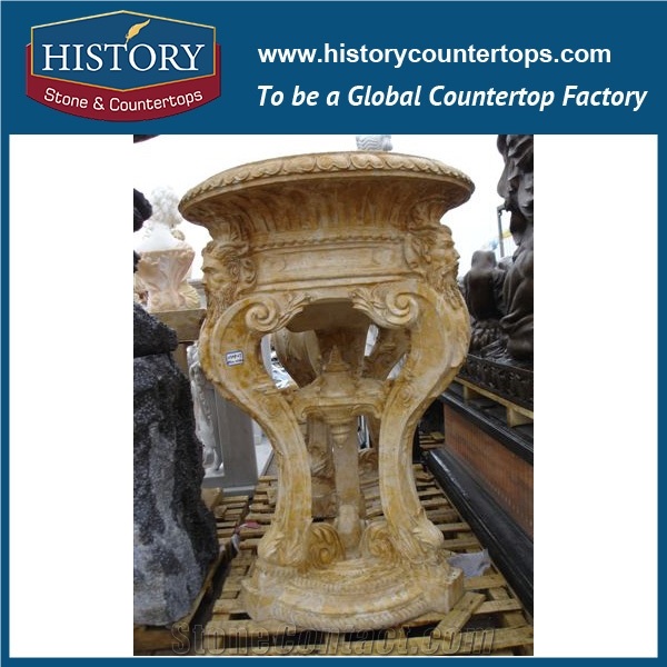 Green Color Marble Stone European Style Planters Pots Stands with Carving Flowers, Charming American Main Gates, Balcony Flowerpots