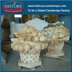 Grey Limestone Natural Stone Round Shape Planters Stands with Carved Chinese Dragons Pictures, Big Size Garden Flowerpots Molds