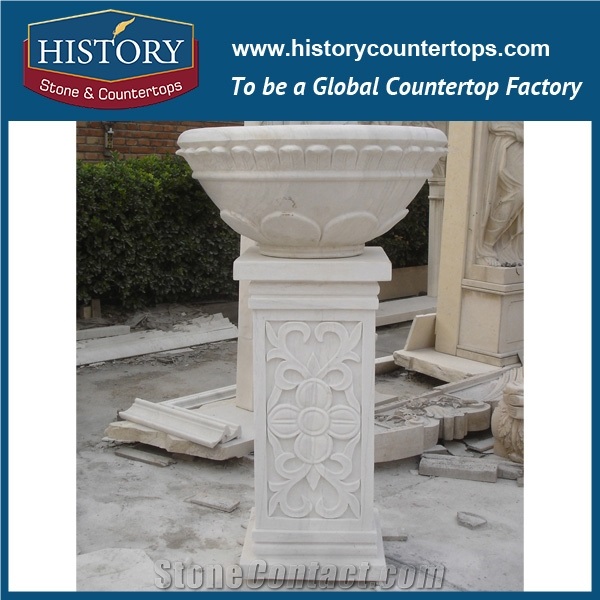 Hand Carved Grey G603 China Granite Stone Garden Decorative Flower Planters Boxes and Pots, Large Outdoor Flowerpot Display Stands