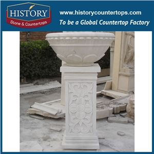 Hand Carved Grey G603 China Granite Stone Garden Decorative Flower Planters Boxes and Pots, Large Outdoor Flowerpot Display Stands
