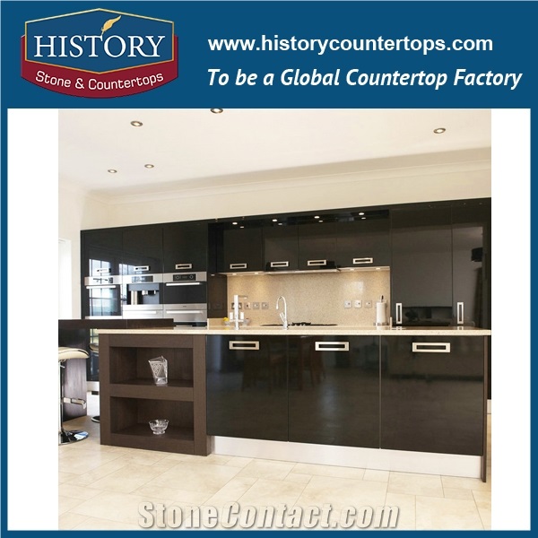 Harvest Yellow Historystone Cut-To-Size with Glossy Texture Shunning Tile and Slab Quartz Stone for Kitchen Countertops or Worktops.